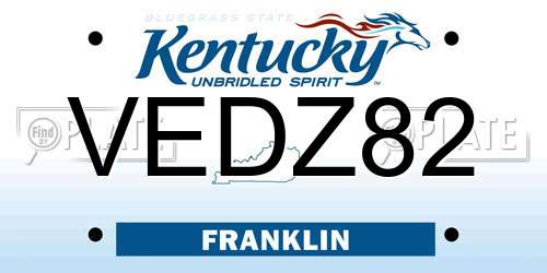 VEDZ82 Kentucky License Plate