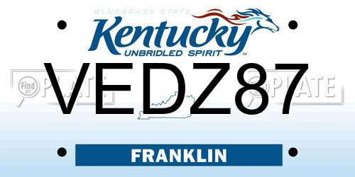 VEDZ87 Kentucky License Plate