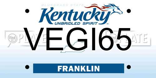 VEGI65 Kentucky License Plate