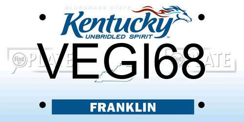 VEGI68 Kentucky License Plate