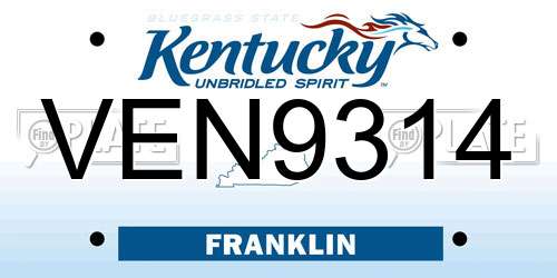 VEN9314 Kentucky License Plate