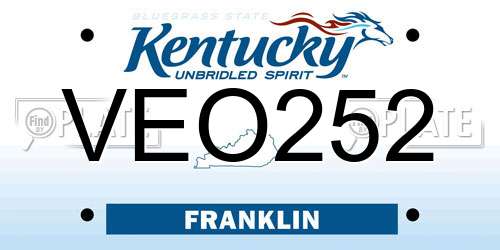 VEO252 Kentucky License Plate
