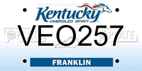 VEO257 Kentucky License Plate