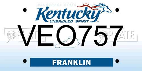 VEO757 Kentucky License Plate
