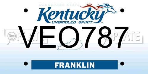 VEO787 Kentucky License Plate