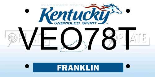 VEO78T Kentucky License Plate