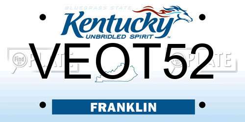 VEOT52 Kentucky License Plate