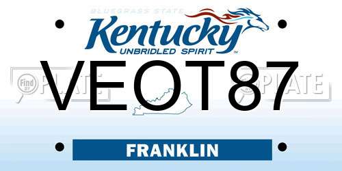 VEOT87 Kentucky License Plate