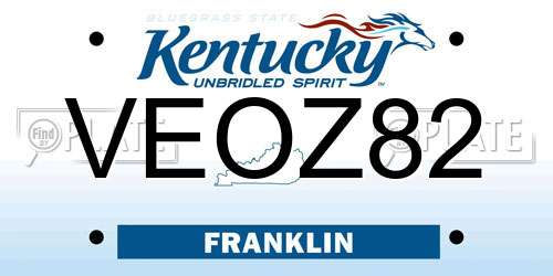 VEOZ82 Kentucky License Plate