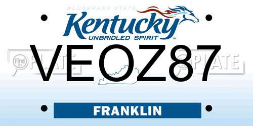 VEOZ87 Kentucky License Plate