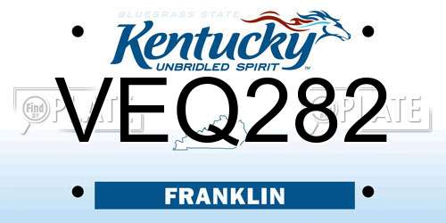 VEQ282 Kentucky License Plate