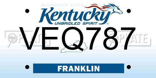 VEQ787 Kentucky License Plate