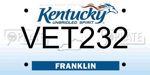 VET232 Kentucky License Plate