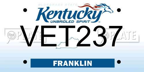 VET237 Kentucky License Plate