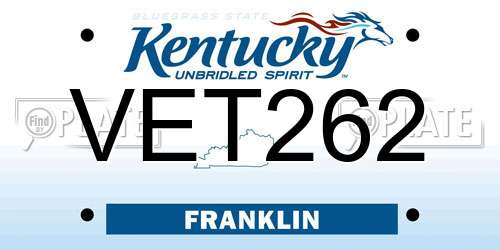 VET262 Kentucky License Plate