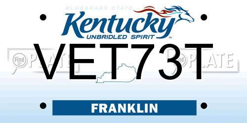 VET73T Kentucky License Plate