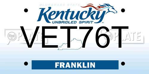VET76T Kentucky License Plate