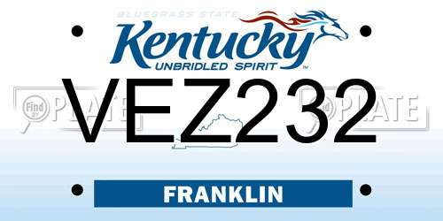 VEZ232 Kentucky License Plate