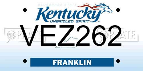 VEZ262 Kentucky License Plate