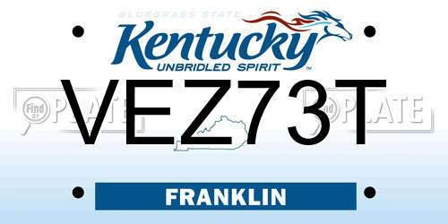 VEZ73T Kentucky License Plate