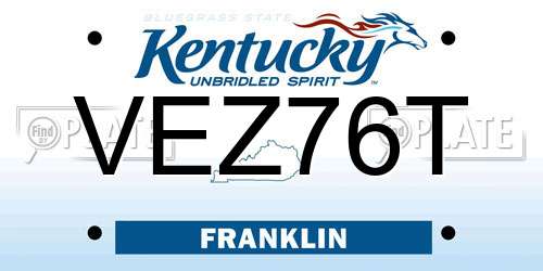 VEZ76T Kentucky License Plate