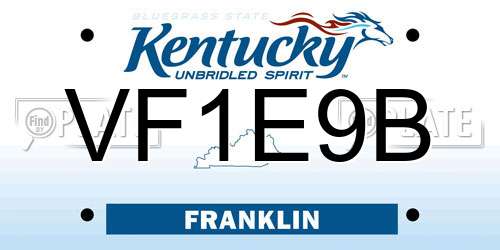 VF1E9B Kentucky License Plate
