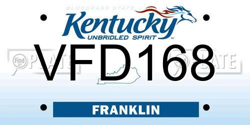 VFD168 Kentucky License Plate