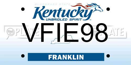 VFIE98 Kentucky License Plate