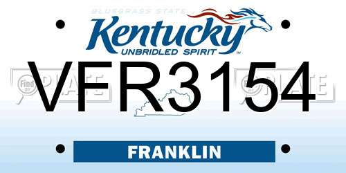 VFR3154 Kentucky License Plate