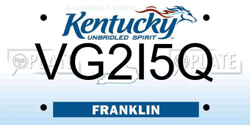 VG2I5Q Kentucky License Plate