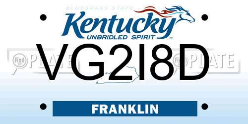 VG2I8D Kentucky License Plate
