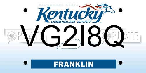 VG2I8Q Kentucky License Plate