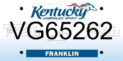 VG65262 Kentucky License Plate