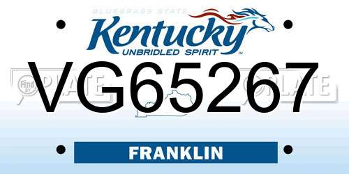 VG65267 Kentucky License Plate
