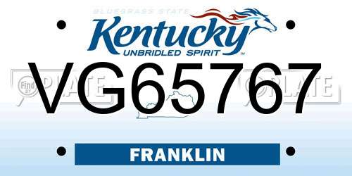 VG65767 Kentucky License Plate