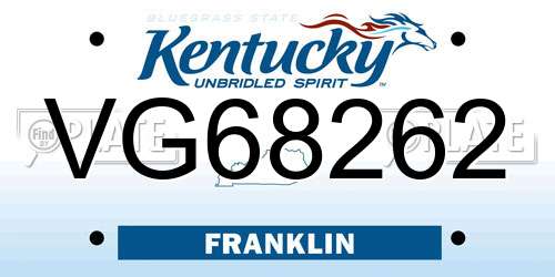 VG68262 Kentucky License Plate