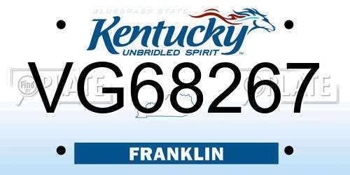 VG68267 Kentucky License Plate