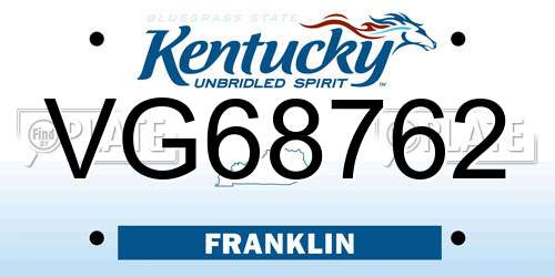 VG68762 Kentucky License Plate