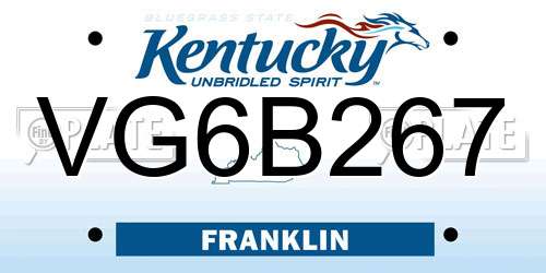 VG6B267 Kentucky License Plate
