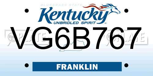 VG6B767 Kentucky License Plate