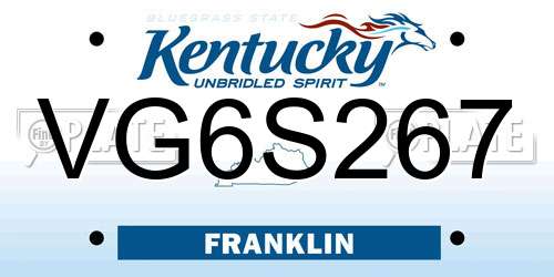 VG6S267 Kentucky License Plate