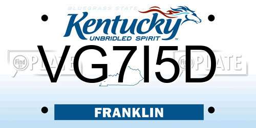 VG7I5D Kentucky License Plate