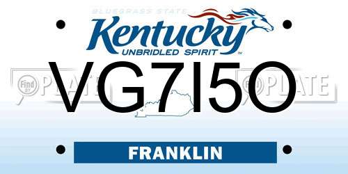 VG7I5O Kentucky License Plate