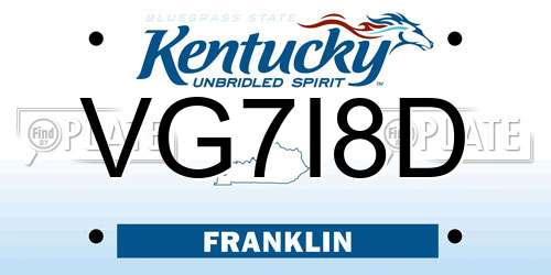 VG7I8D Kentucky License Plate