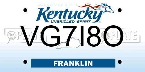 VG7I8O Kentucky License Plate
