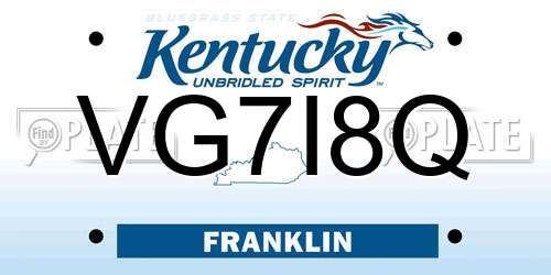 VG7I8Q Kentucky License Plate