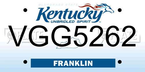 VGG5262 Kentucky License Plate