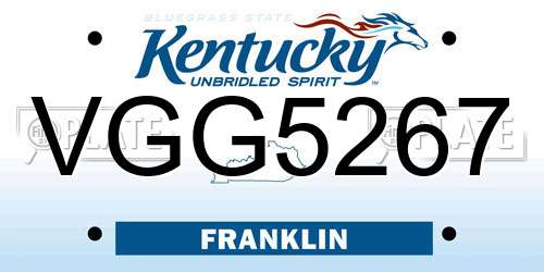 VGG5267 Kentucky License Plate