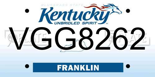 VGG8262 Kentucky License Plate