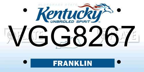 VGG8267 Kentucky License Plate